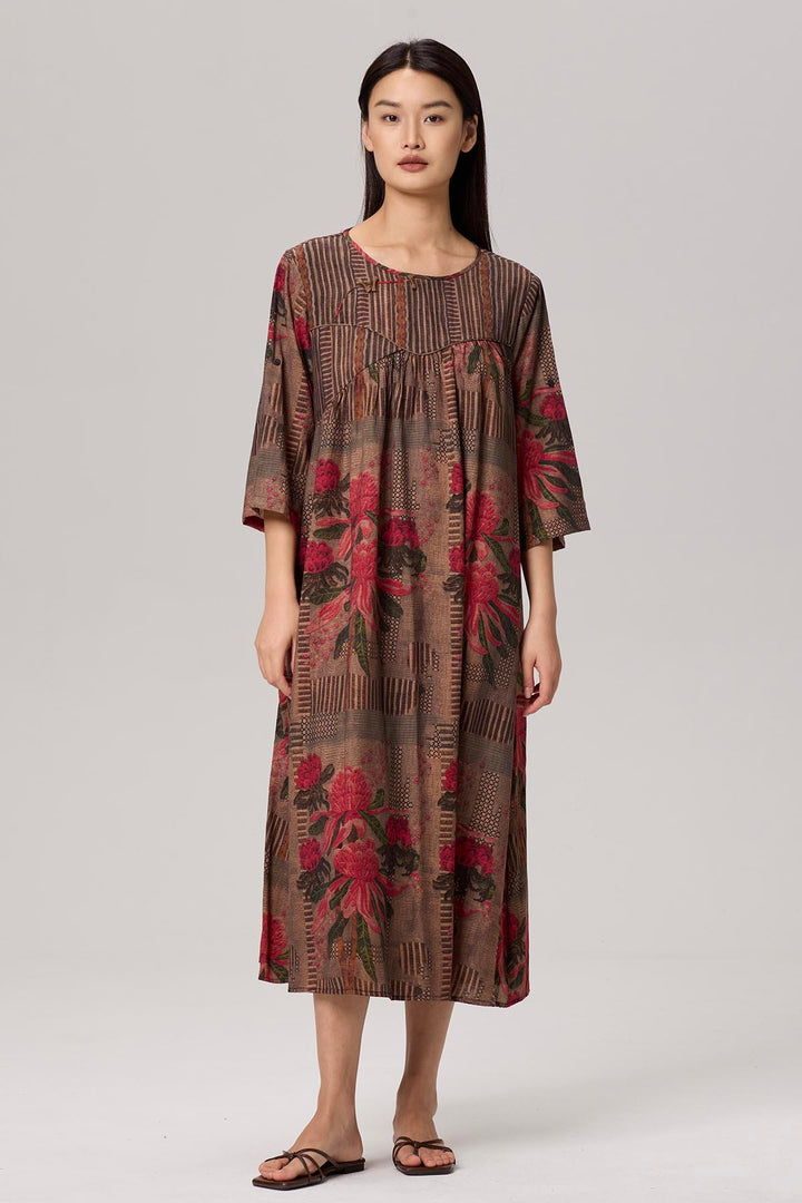 Elyse Retro Print Maxi Dress