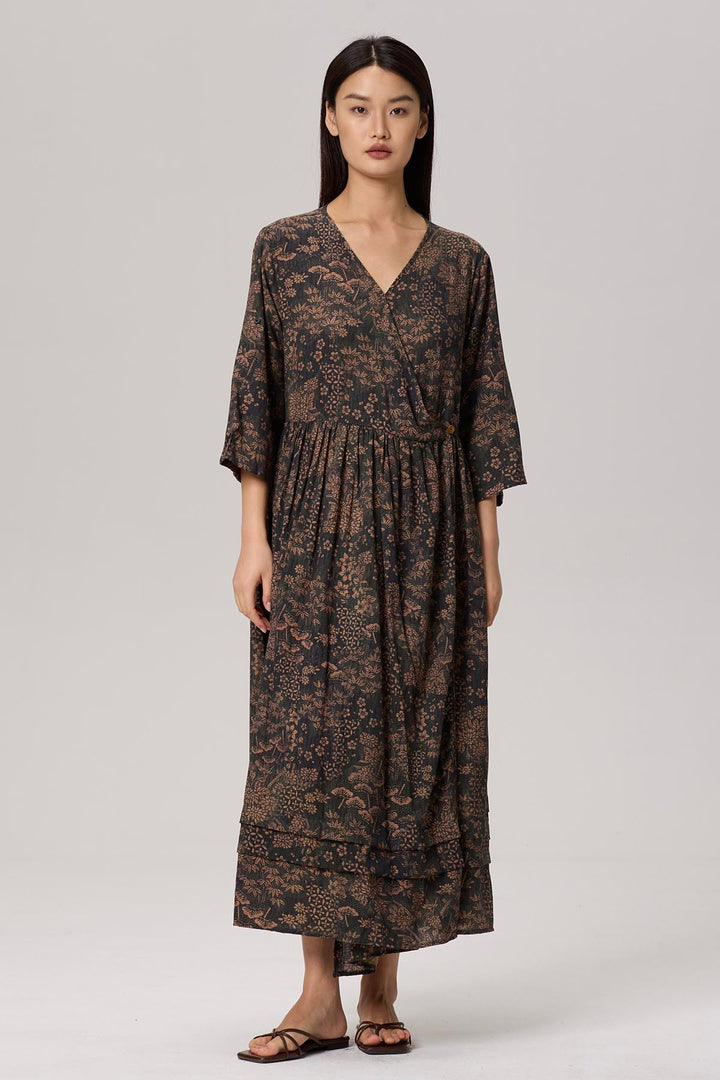 Odette V-Neck Print Maxi Dress