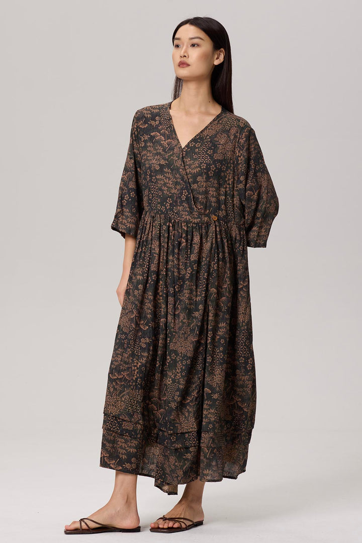 Odette V-Neck Print Maxi Dress