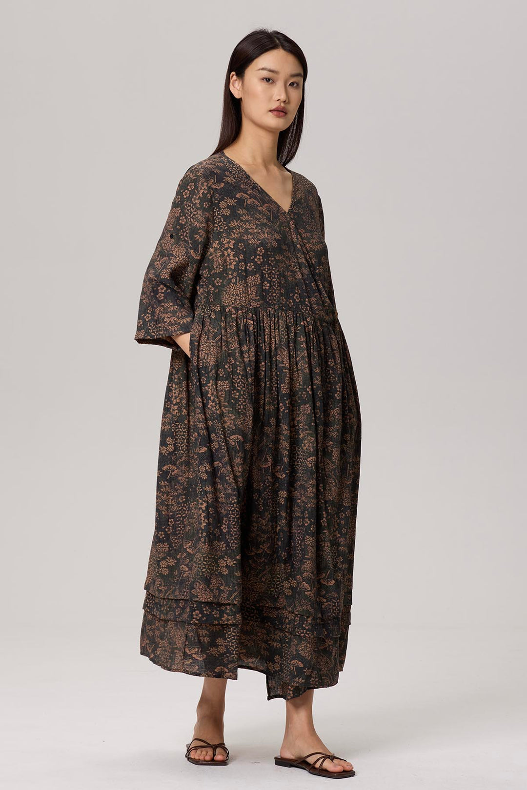 Odette V-Neck Print Maxi Dress