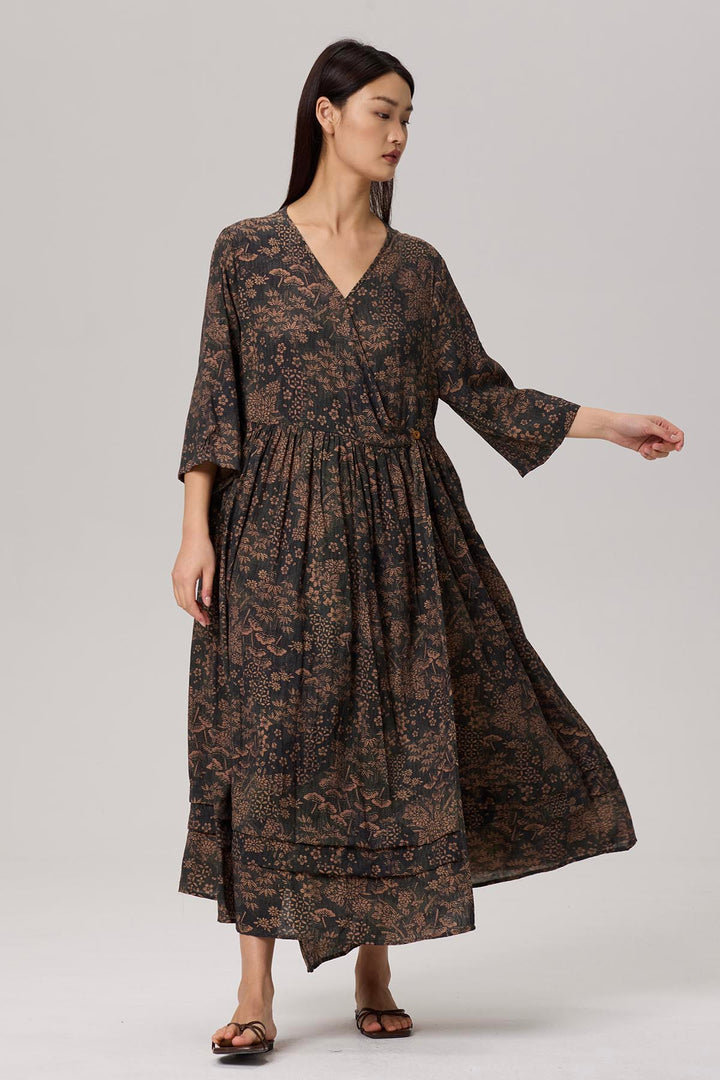 Odette V-Neck Print Maxi Dress