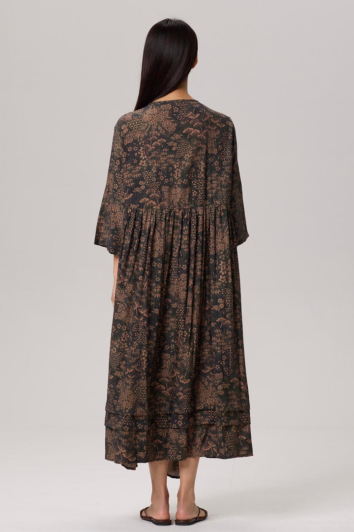 Odette V-Neck Print Maxi Dress