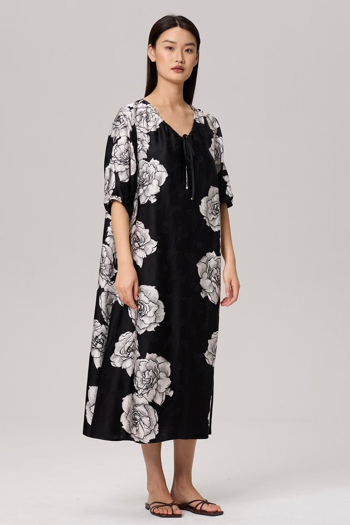 Vida Flower Print V-Neck Maxi Dress