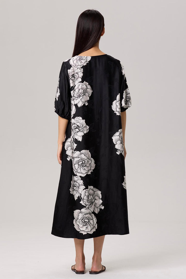 Vida Flower Print V-Neck Maxi Dress