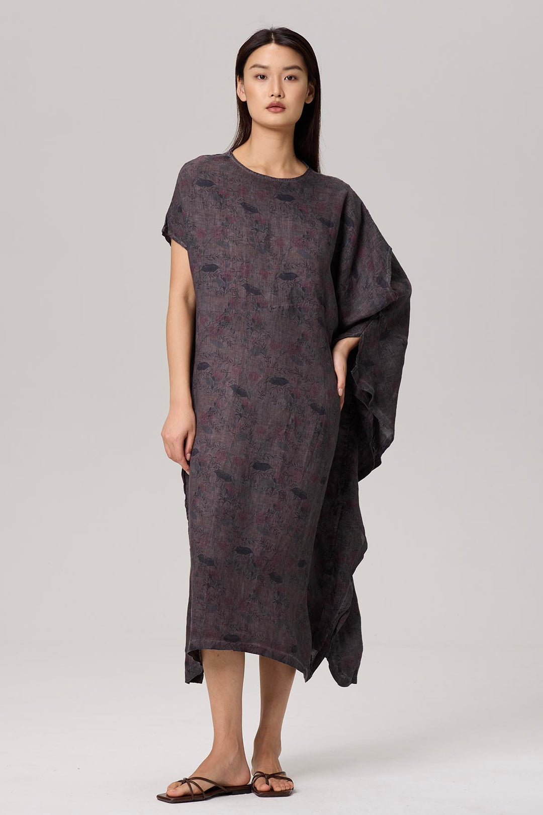 Glenda Asymmetric Batwing Sleeve Linen Dress