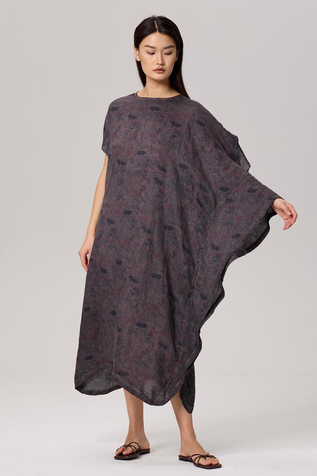 Glenda Asymmetric Batwing Sleeve Linen Dress