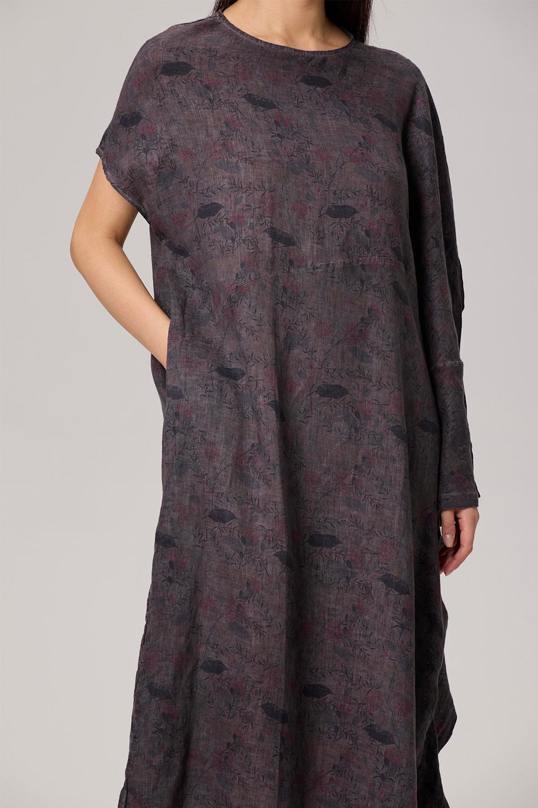 Glenda Asymmetric Batwing Sleeve Linen Dress