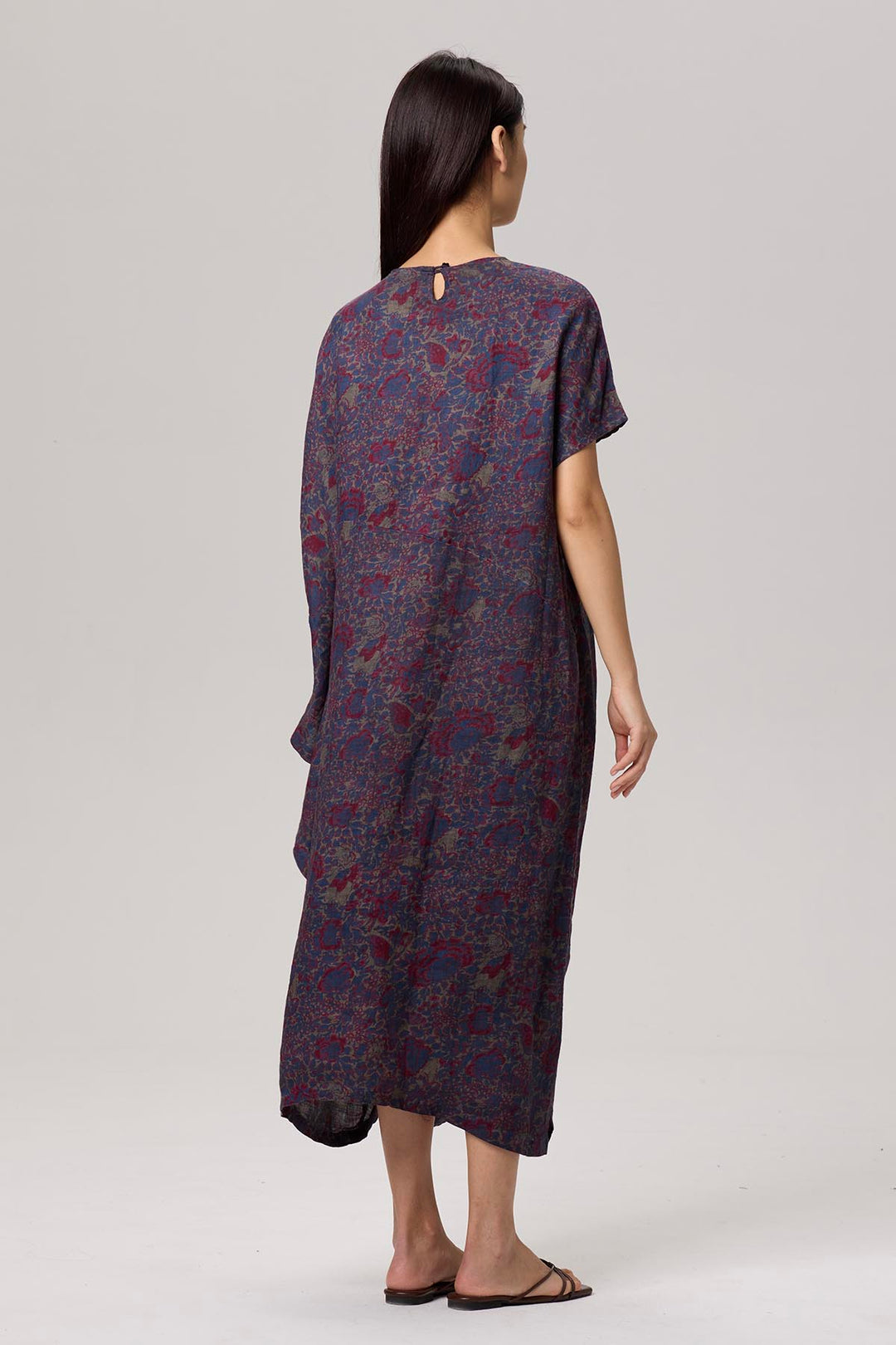 Glenda Asymmetric Batwing Sleeve Linen Dress