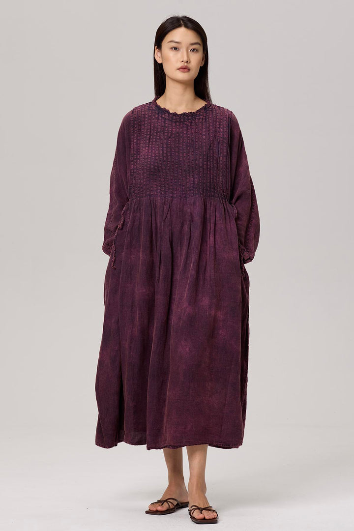 Satine Long Sleeve Tie-dye Linen Dress