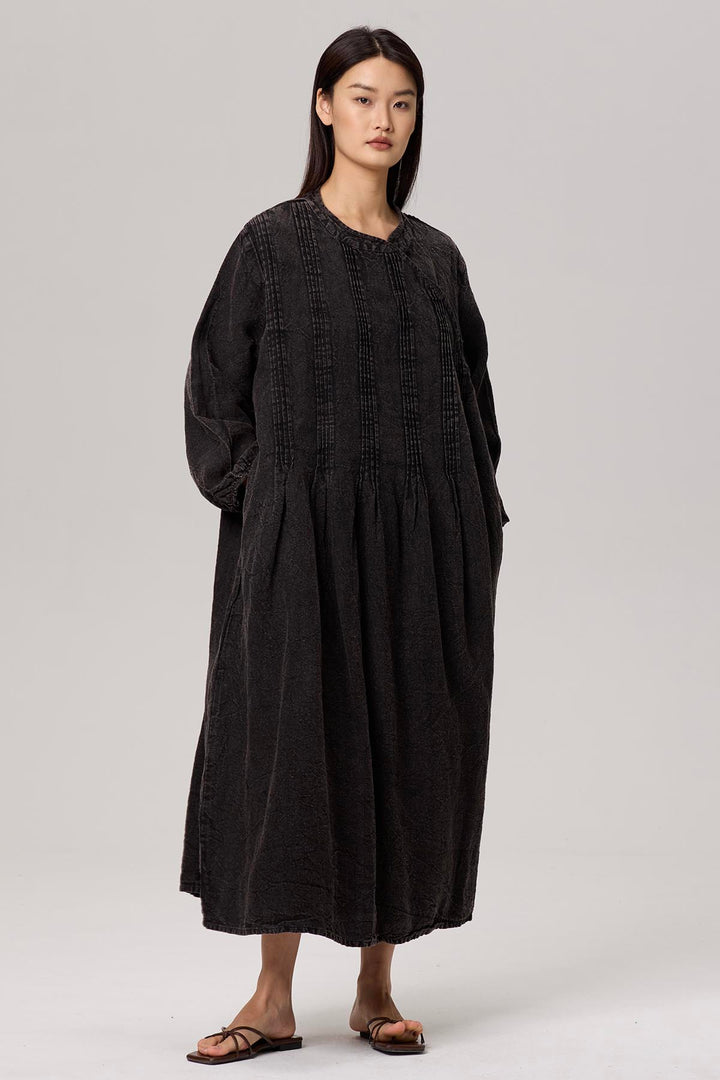 Selina Long Sleeve Linen Dress