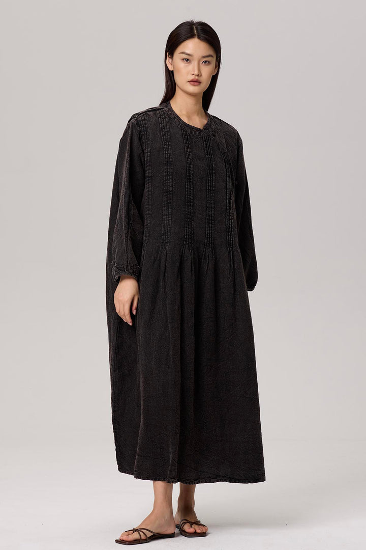 Selina Long Sleeve Linen Dress