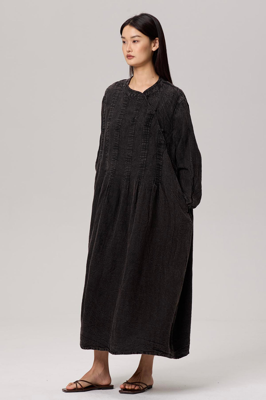 Selina Long Sleeve Linen Dress