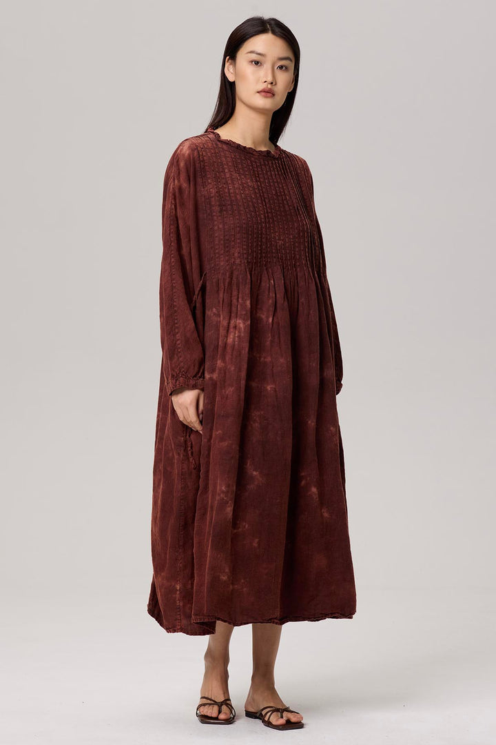 Satine Long Sleeve Tie-dye Linen Dress