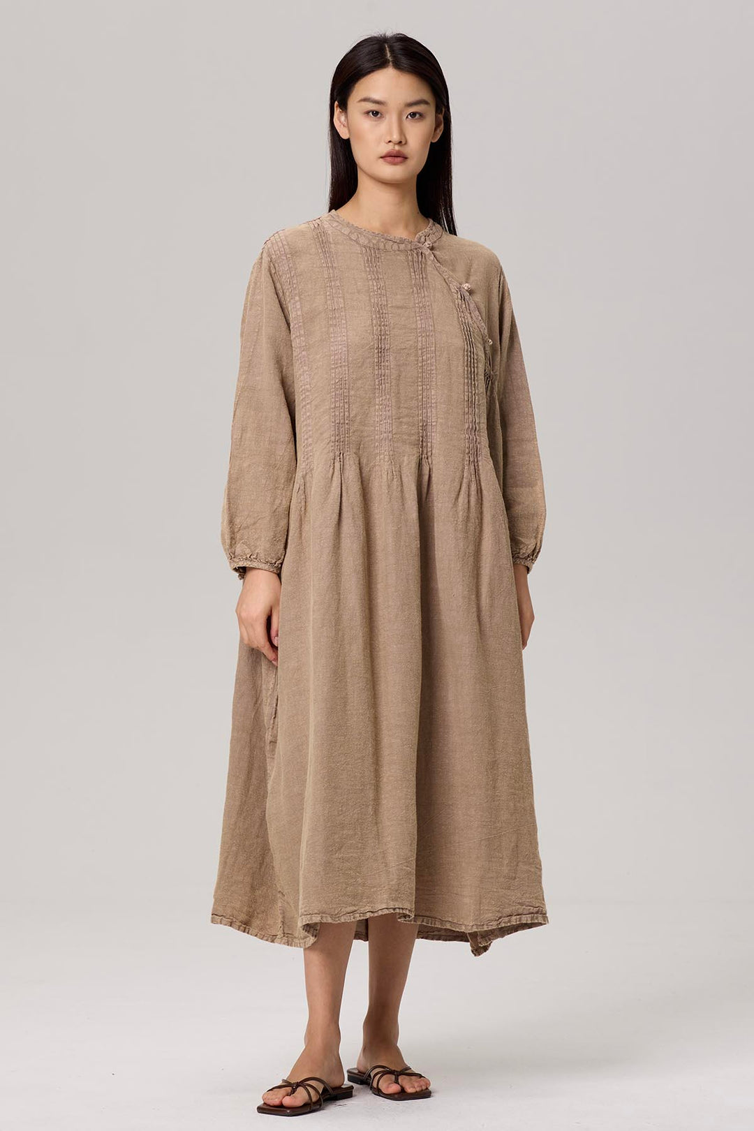 Selina Long Sleeve Linen Dress