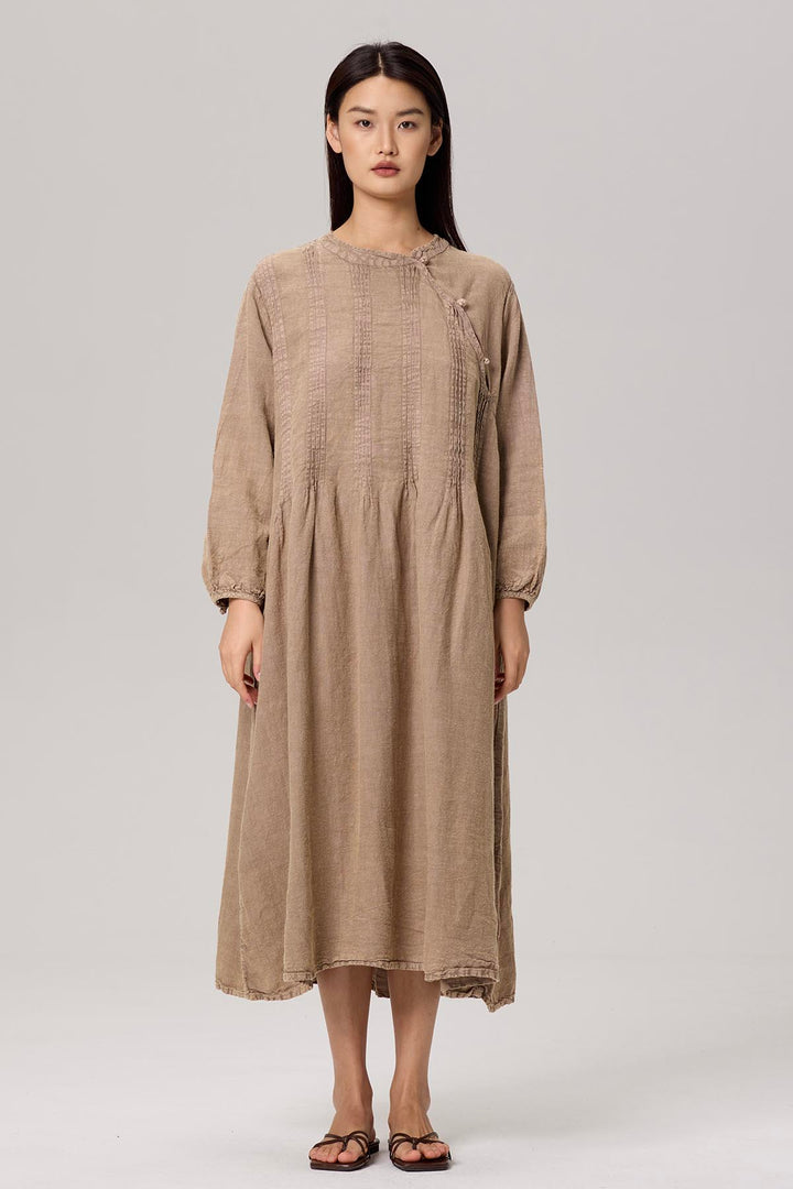 Selina Long Sleeve Linen Dress