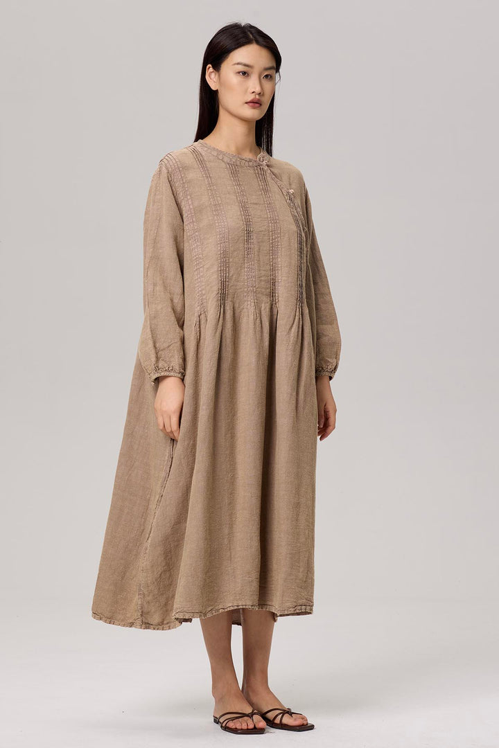 Selina Long Sleeve Linen Dress