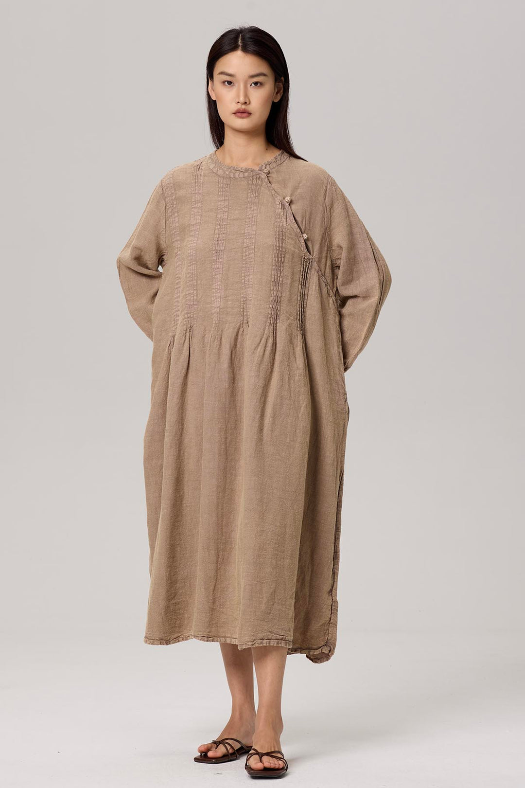 Selina Long Sleeve Linen Dress