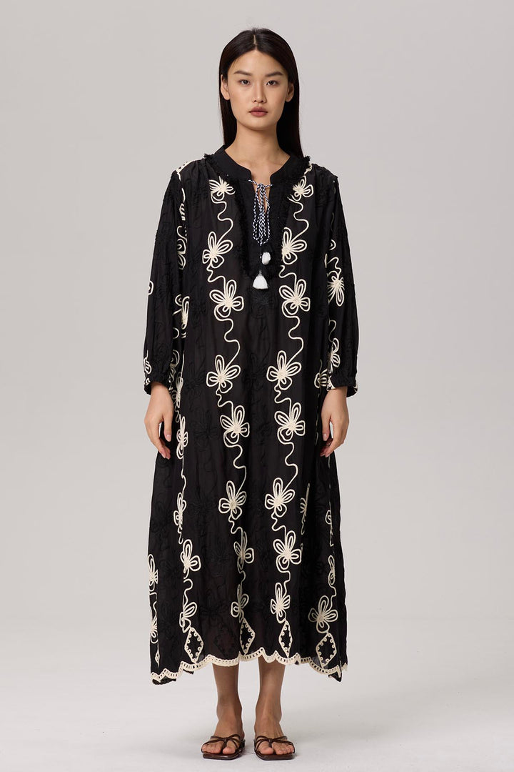 Tyla Cotton Hand-Embroidered Maxi Dress