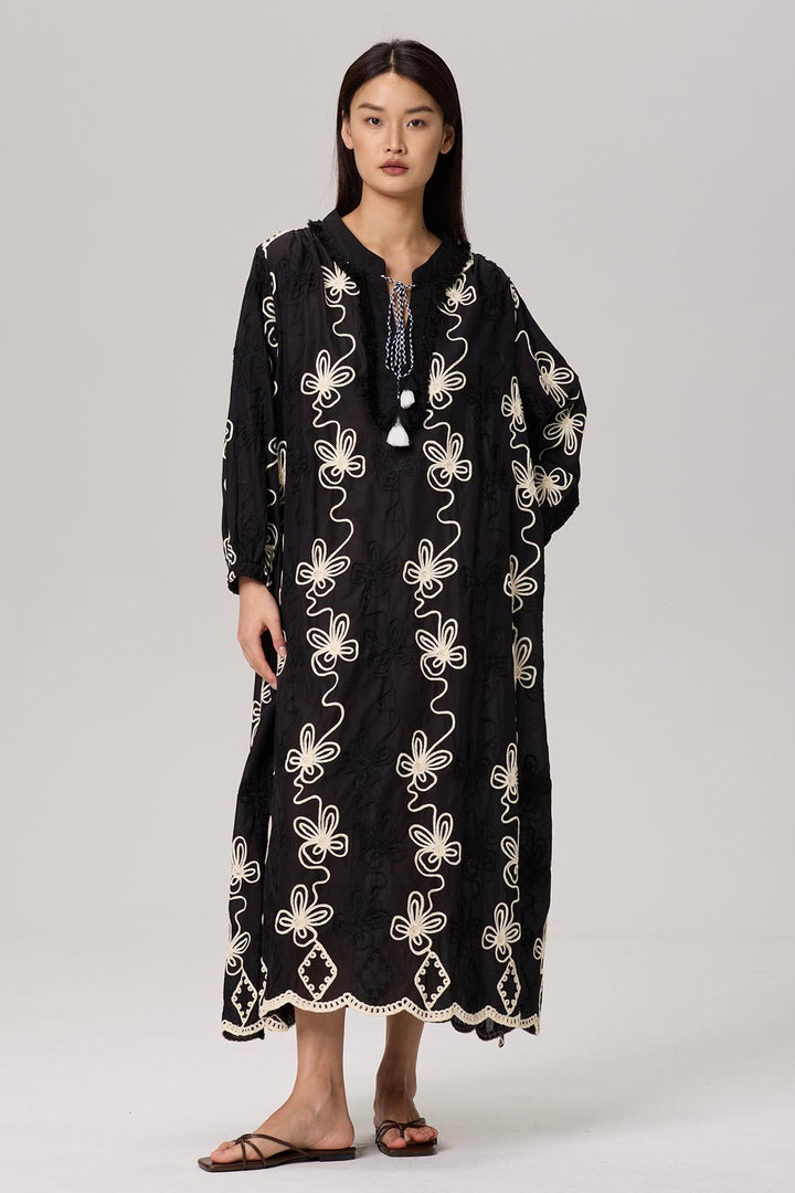 Tyla Cotton Hand-Embroidered Maxi Dress