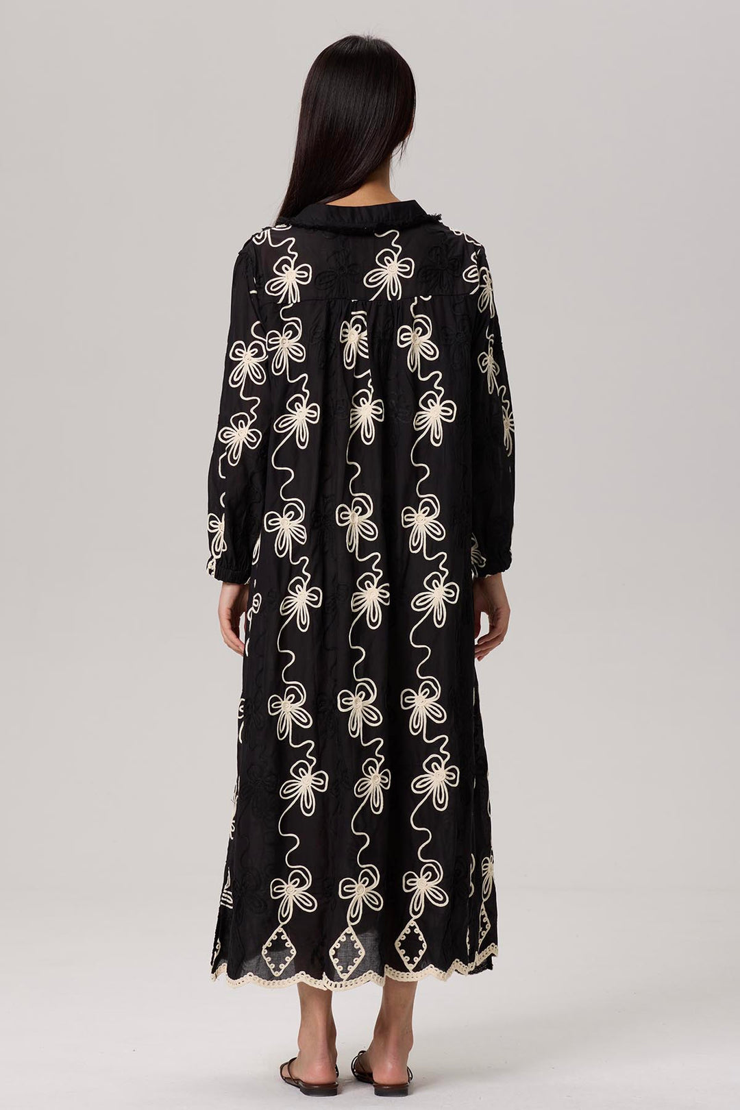 Tyla Cotton Hand-Embroidered Maxi Dress