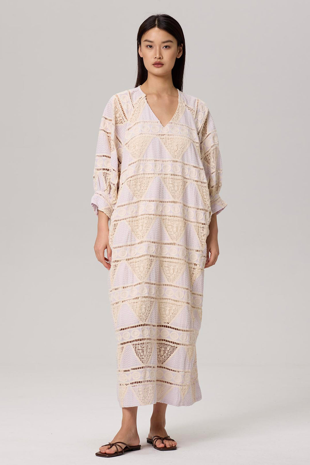 Paloma V-Neck Embroidery Casual Maxi Dress