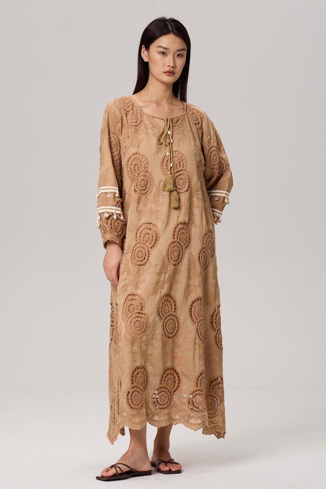 Marnie Embroidery Casual Maxi Dress