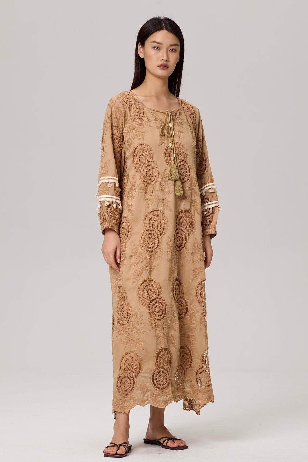 Marnie Embroidery Casual Maxi Dress