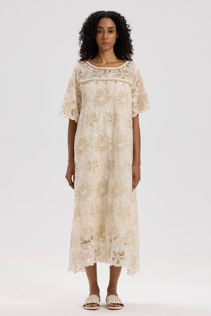 Althea Short Sleeve Lace Maxi Dress