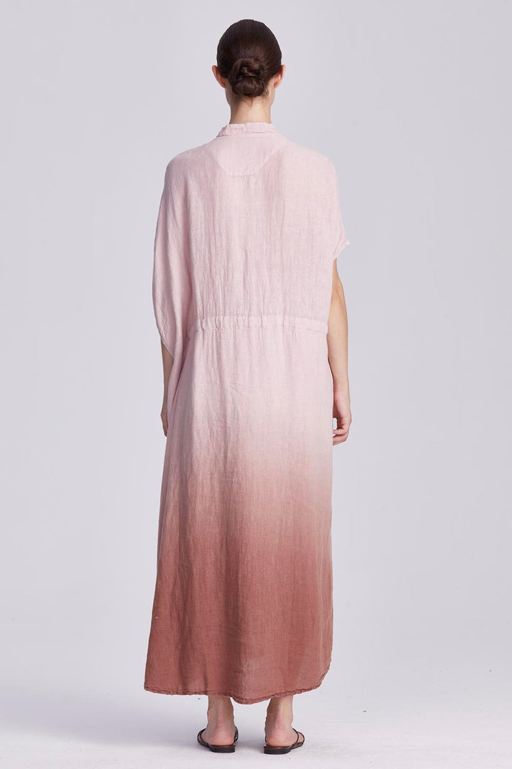 Liora Embroidered Linen Wrap Dress