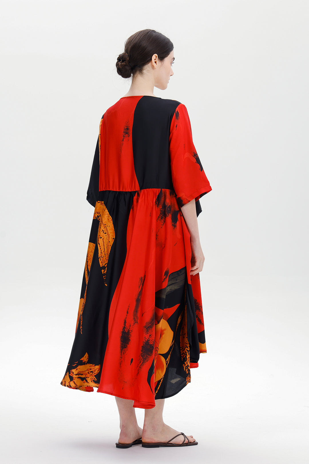 Elara Layered Flame Red Dress