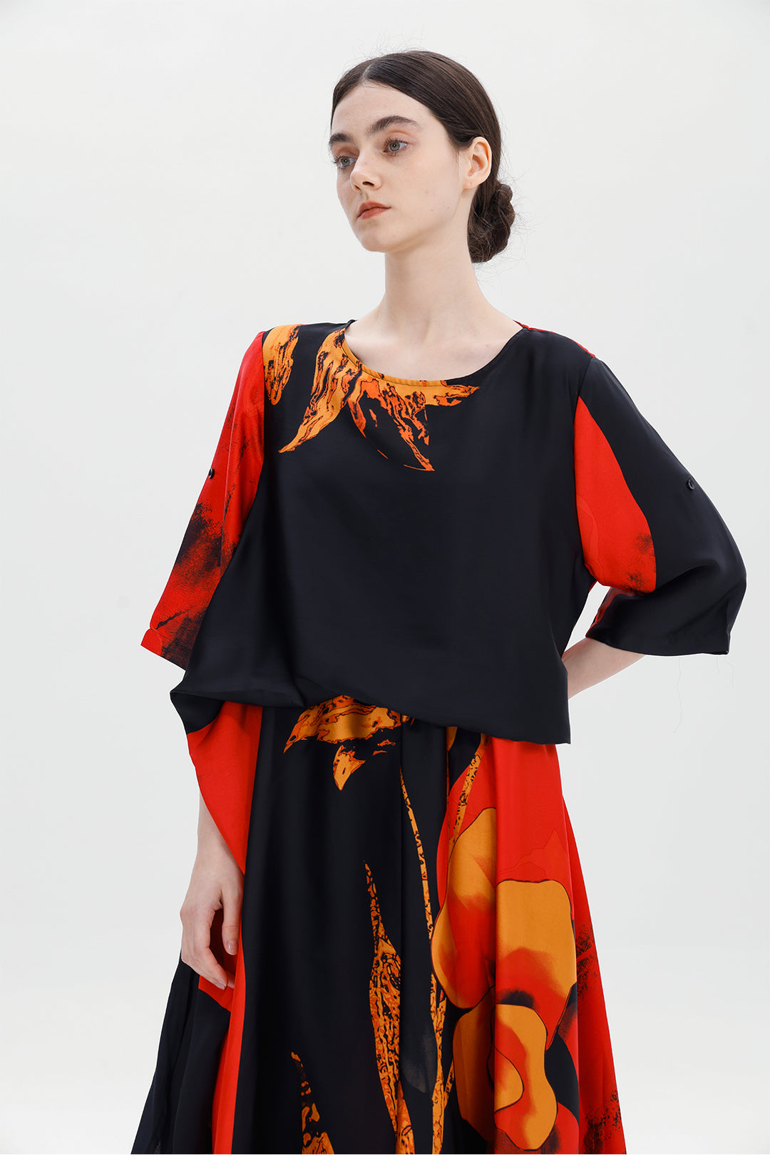 Elara Layered Flame Red Dress