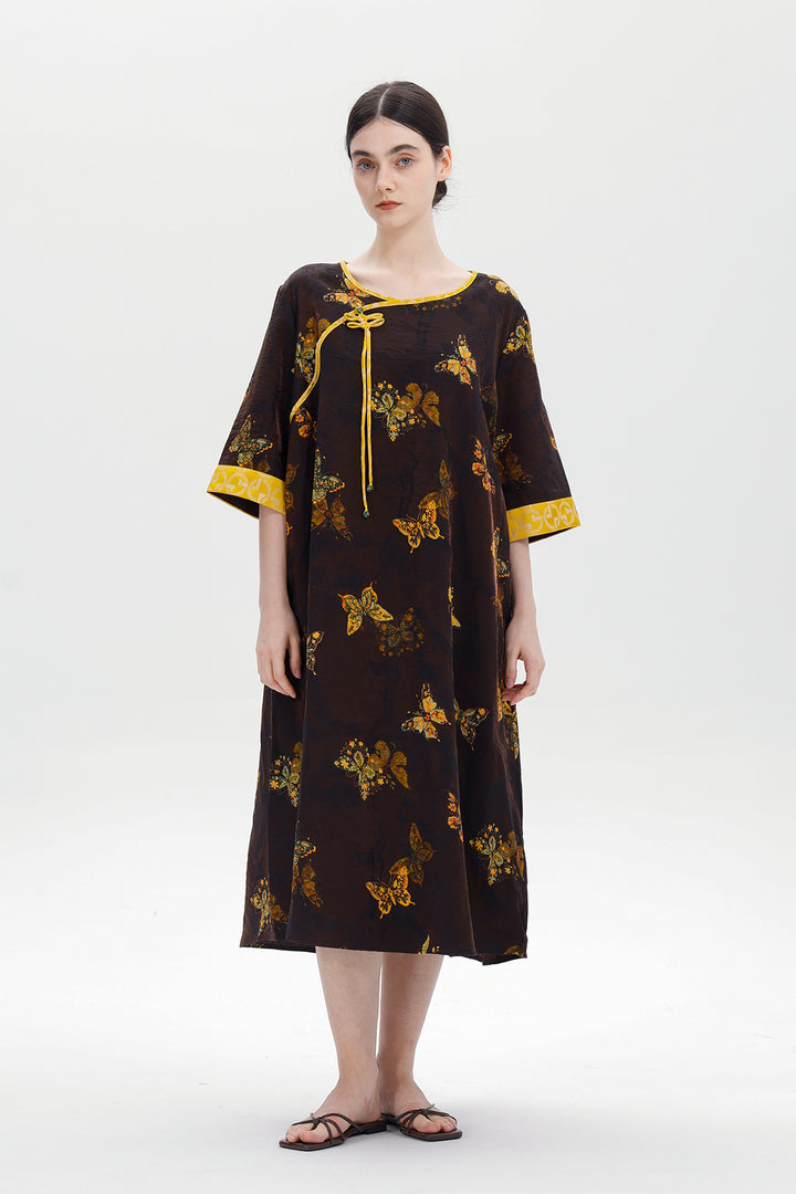 Ares Retro Design Elegant Jacquard Maxi Dress