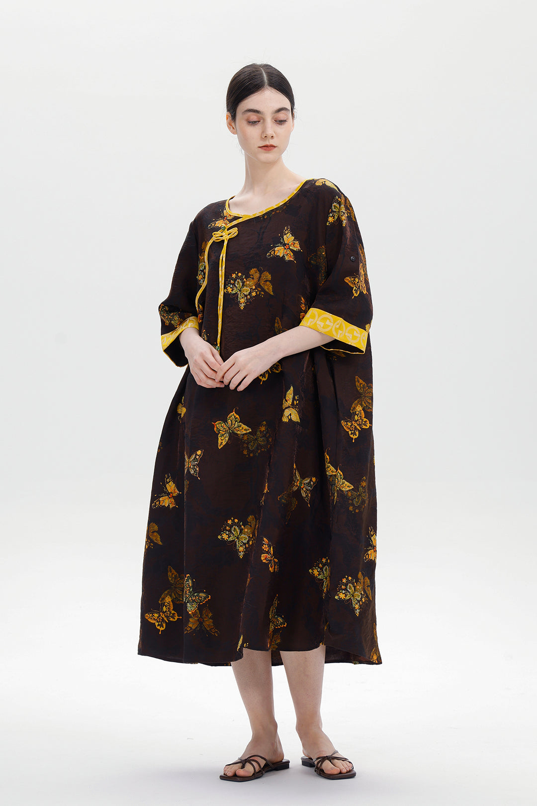 Ares Retro Design Elegant Jacquard Maxi Dress