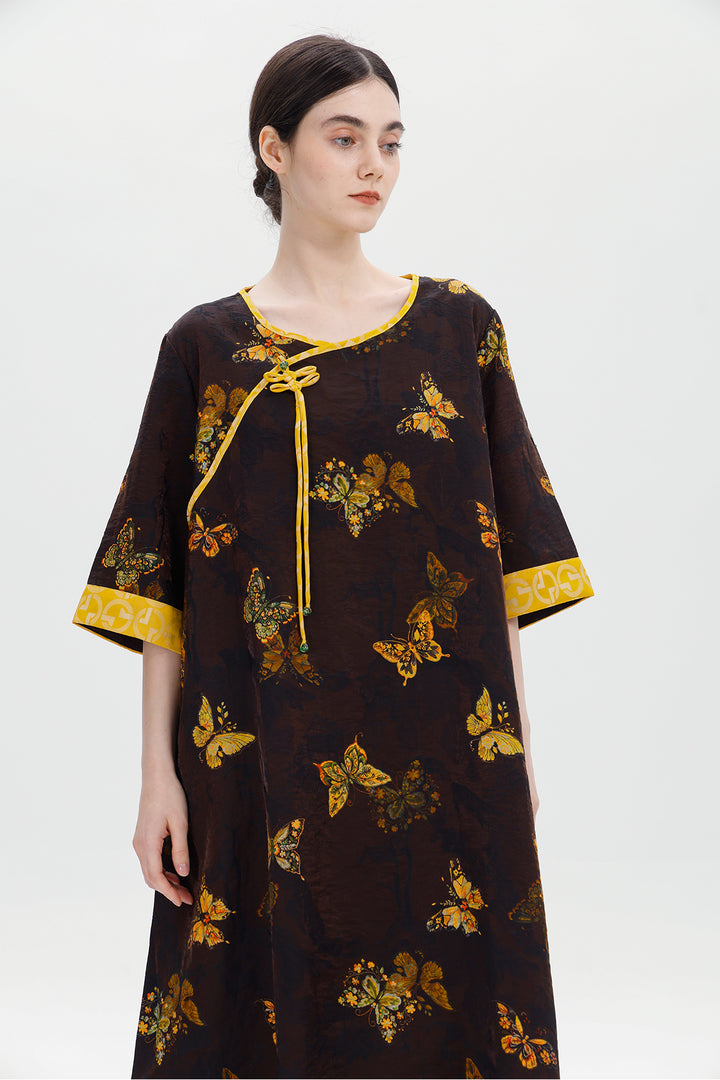 Ares Retro Design Elegant Jacquard Maxi Dress