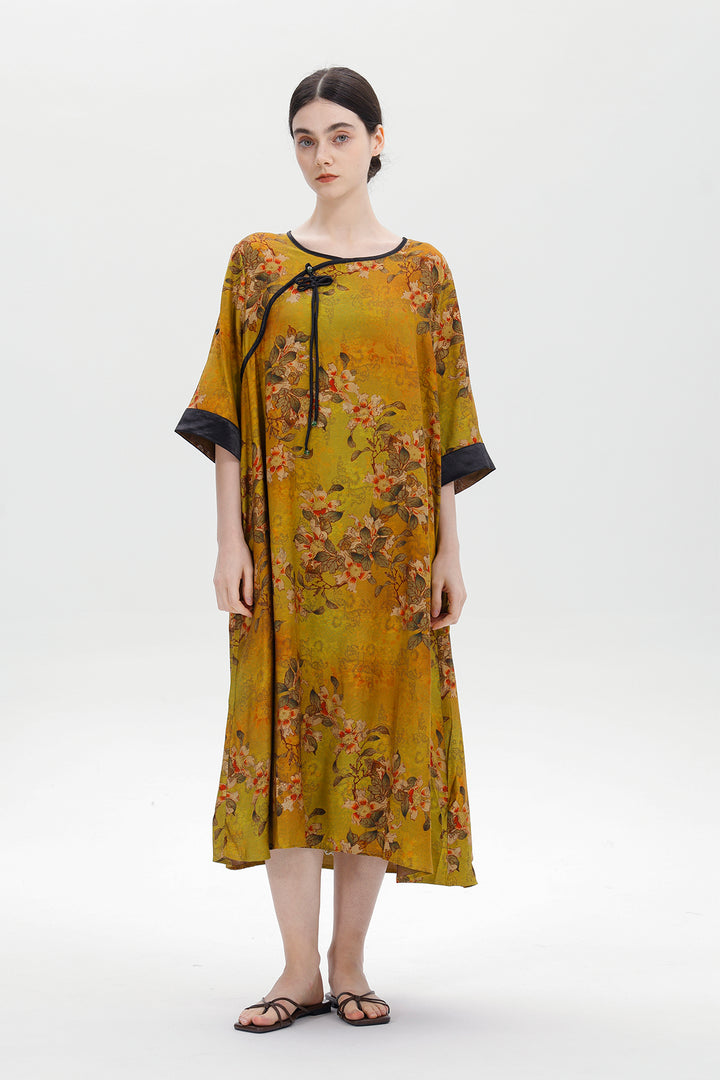 Ares Retro Design Elegant Jacquard Maxi Dress