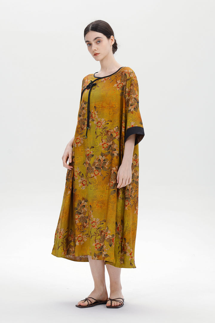 Ares Retro Design Elegant Jacquard Maxi Dress