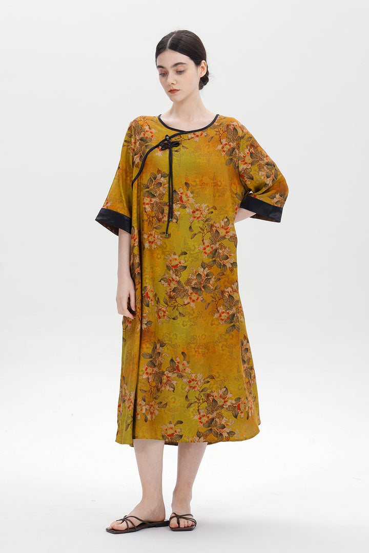 Ares Retro Design Elegant Jacquard Maxi Dress