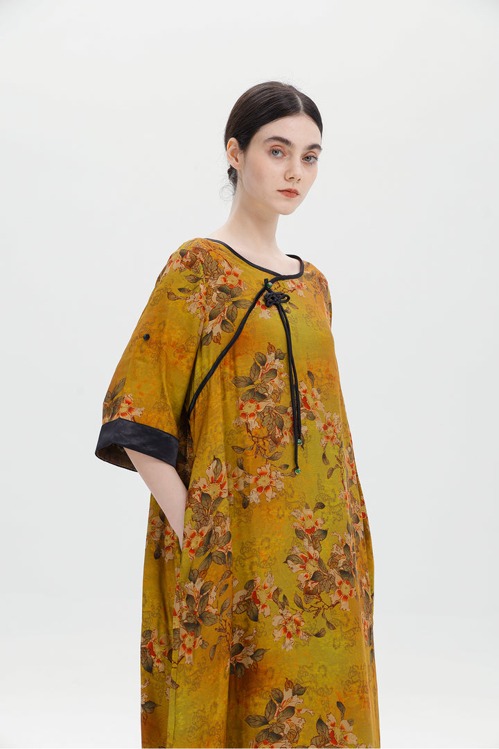 Ares Retro Design Elegant Jacquard Maxi Dress