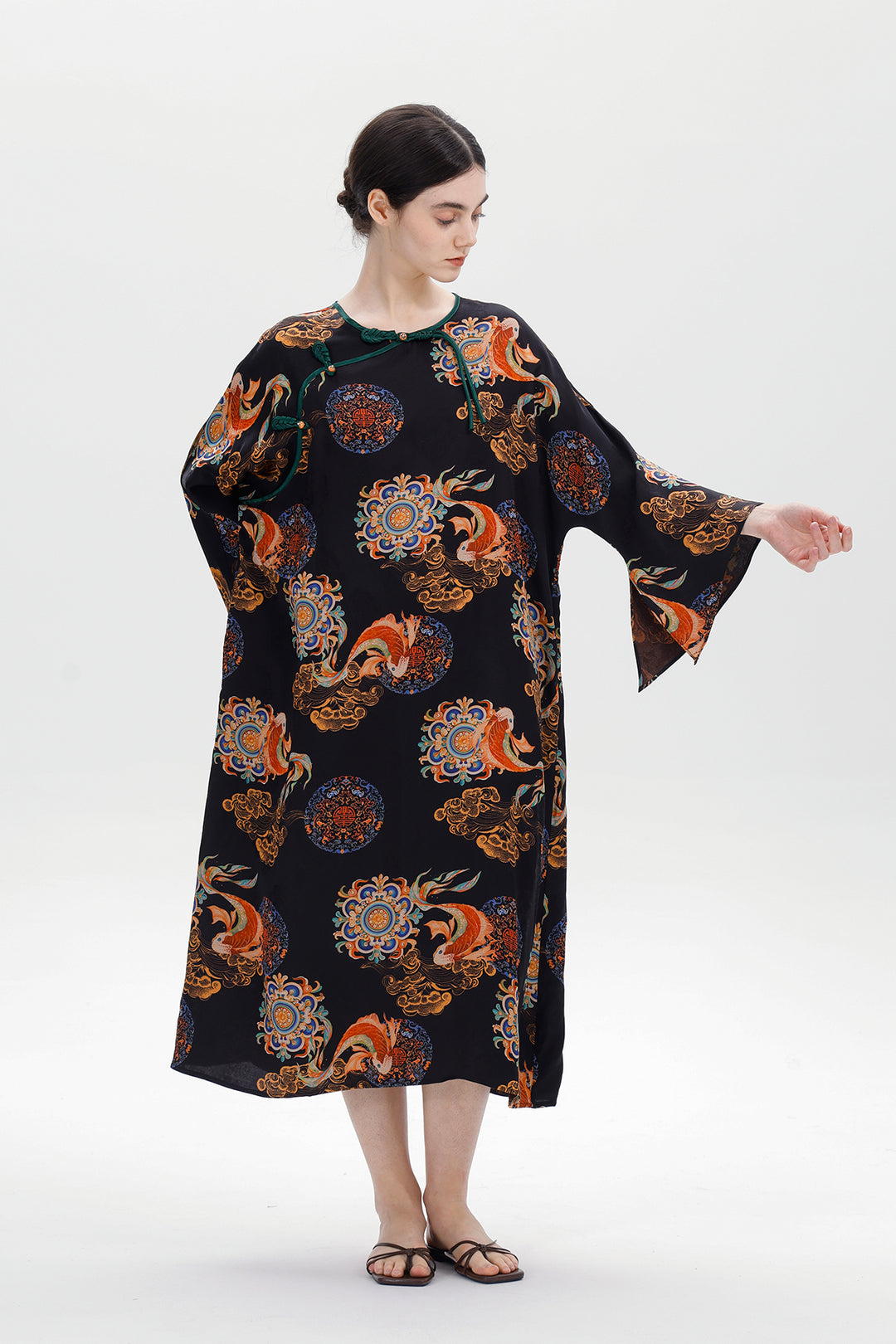 Ares Retro Design Elegant Jacquard Maxi Dress