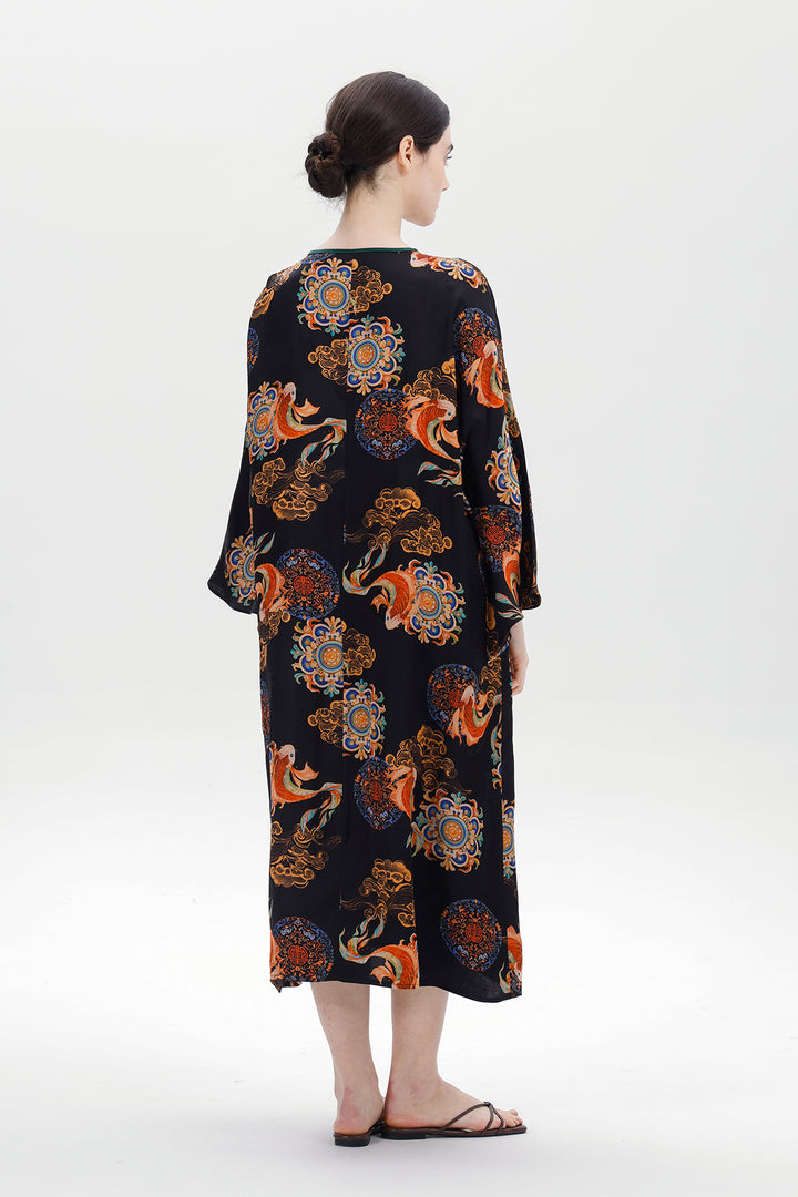 Ares Retro Design Elegant Jacquard Maxi Dress