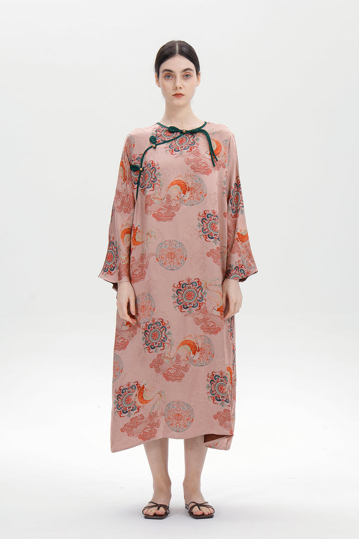 Ares Retro Design Elegant Jacquard Maxi Dress