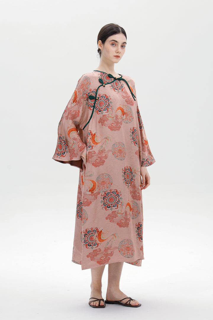 Ares Retro Design Elegant Jacquard Maxi Dress