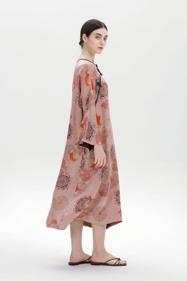 Ares Retro Design Elegant Jacquard Maxi Dress