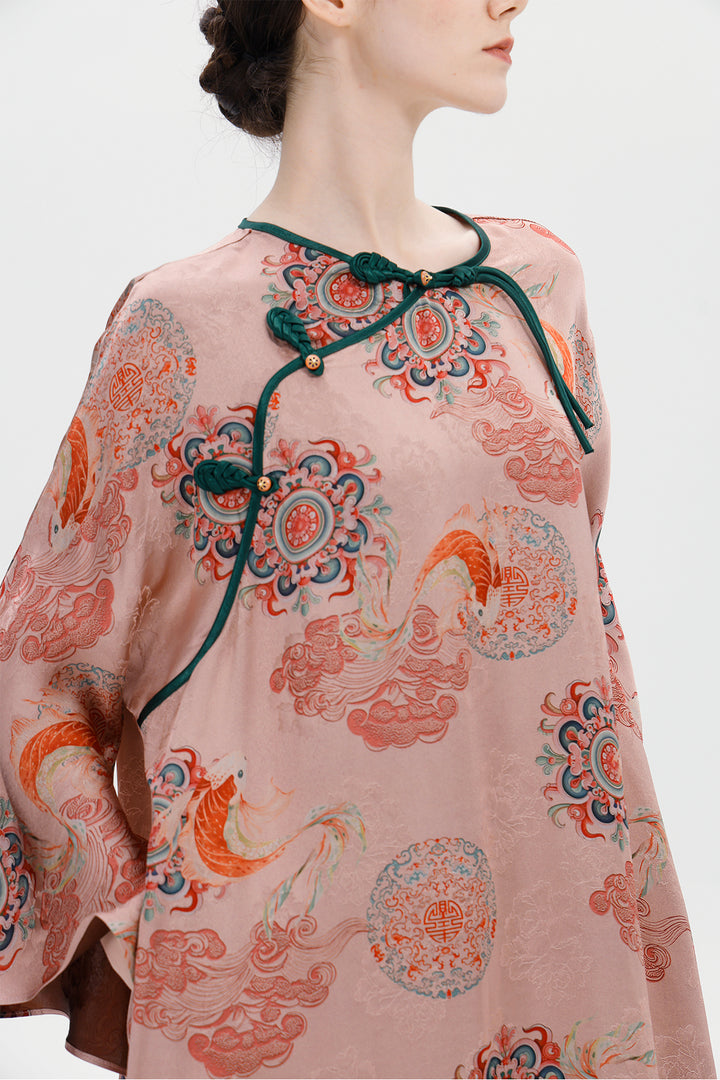 Ares Retro Design Elegant Jacquard Maxi Dress