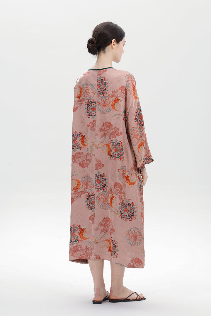 Ares Retro Design Elegant Jacquard Maxi Dress