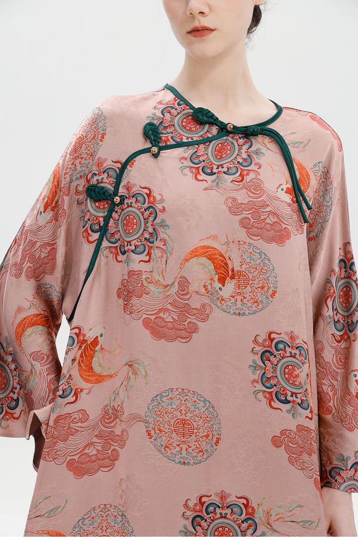 Ares Retro Design Elegant Jacquard Maxi Dress