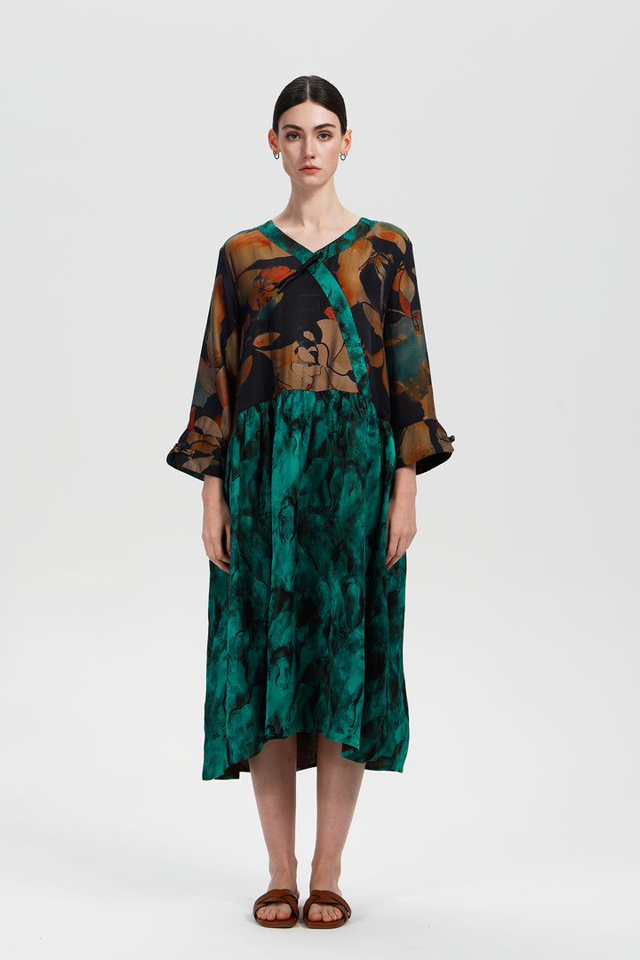 Maelis Jade Ink Print Dress