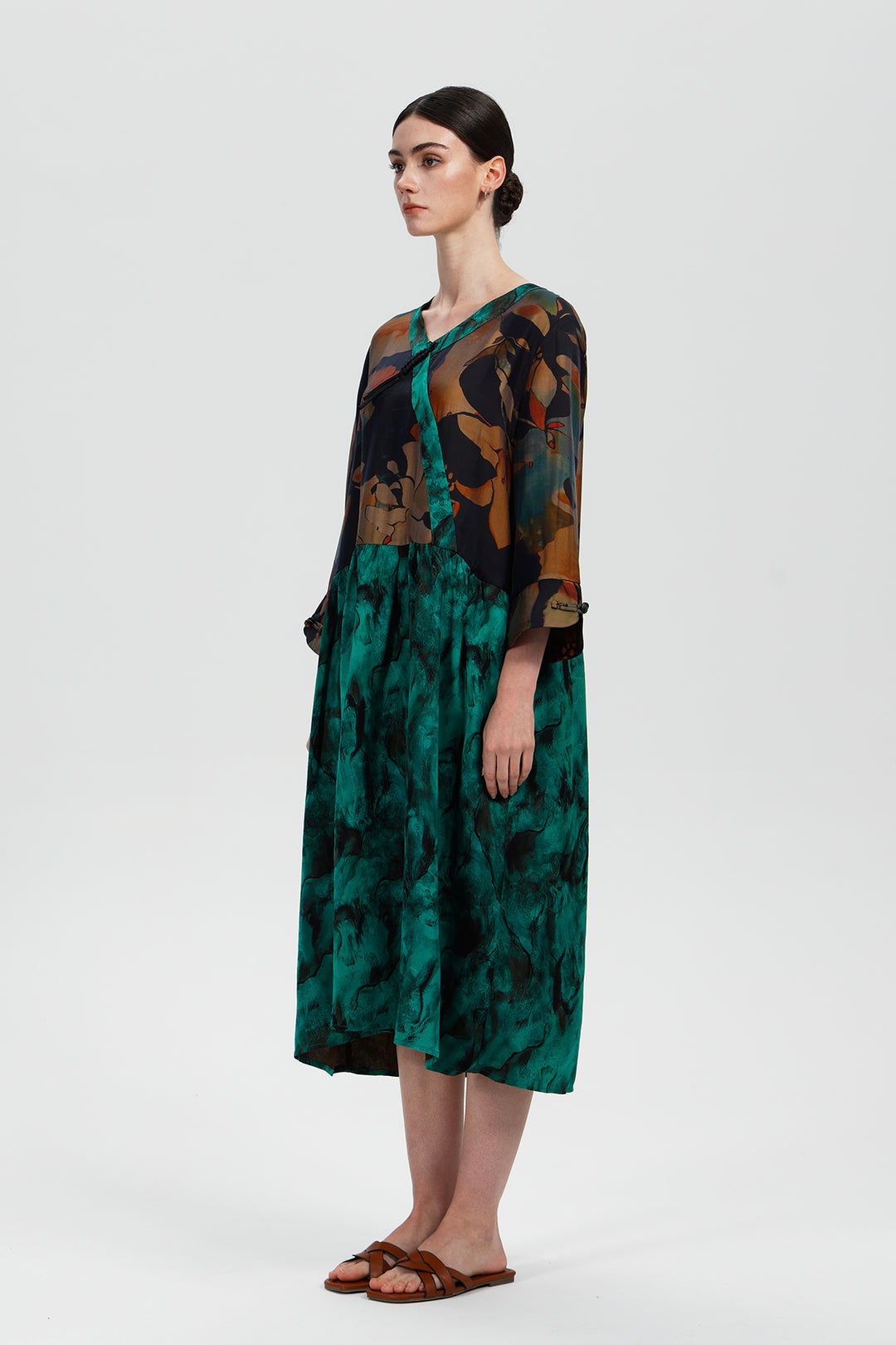 Maelis Jade Ink Print Dress