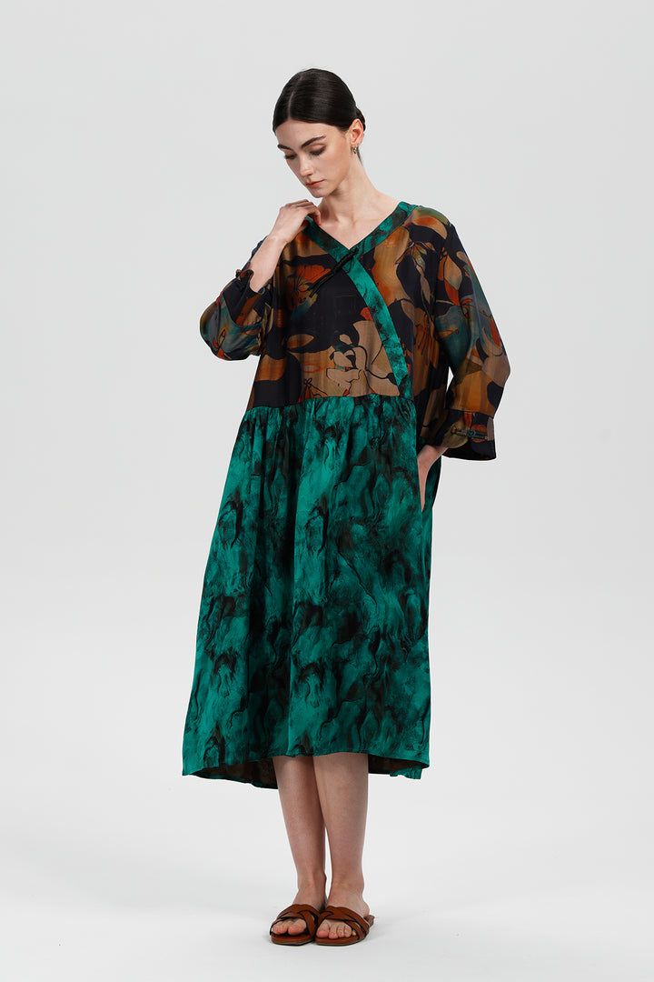 Maelis Jade Ink Print Dress