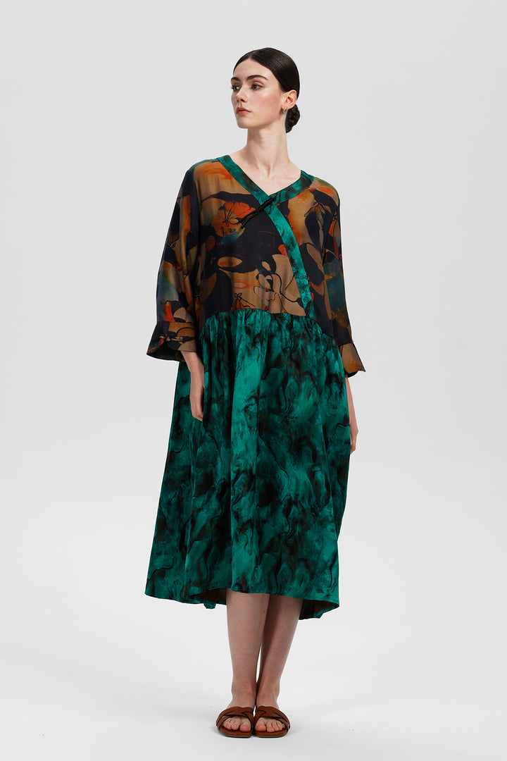 Maelis Jade Ink Print Dress